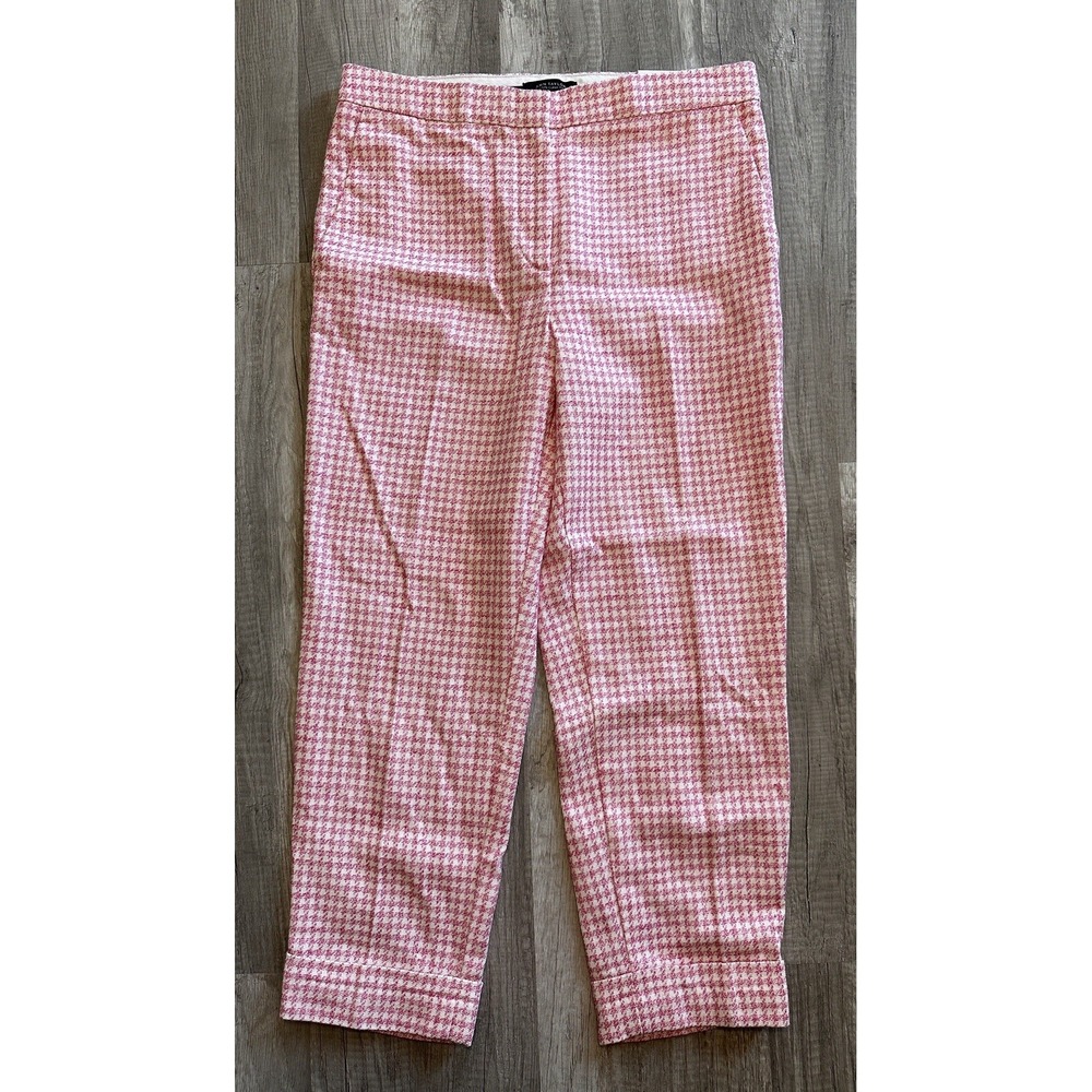 Ann Taylor Pink Houndstooth Cropped Pants